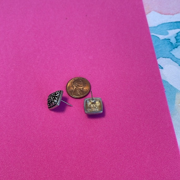 Silver and Black Earrings 🌺 - Picture 3 of 3